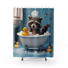 Load image into Gallery viewer, Cartoon Raccoon Shower Curtain, Animal Lover Bathroom Decor