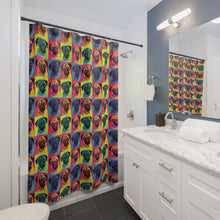 Load image into Gallery viewer, Vibrant Pug Shower Curtain, Colorful Pop Art Bathroom Decor, Pug Art