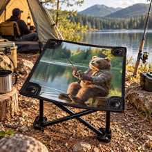 Load image into Gallery viewer, Bear Fishing Camping Stool, Foldable Outdoor Seat, Fisherman Gift, Cabin Camping Chair