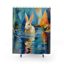 Load image into Gallery viewer, Modern Rabbit Art Shower Curtain, Animal Bathroom Decor