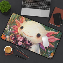 Load image into Gallery viewer, Axolotl Desk Mat, Animal Mousepad, Floral Office Decor