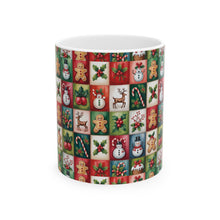 Load image into Gallery viewer, Christmas Patchwork Icons Mug , Ceramic Mug, Unique Gift for Holiday