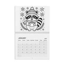 Load image into Gallery viewer, Raccoon Coloring Calendar 2027, Coloring Wall Calendar, Cute Raccoon Art, Creative Animal Gift