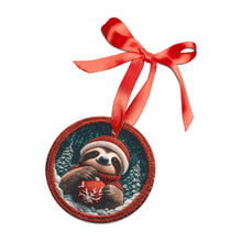 Load image into Gallery viewer, Sloth Christmas Ornament: Knitted Style Acrylic Holiday Decoration