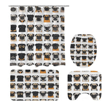 Load image into Gallery viewer, Pug Bathroom Set,Waterproof Shower Curtain & Flannel Rugs