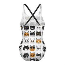Load image into Gallery viewer, Cat Face Print One-Piece Swimsuit: Funny Cartoon Kitty Design