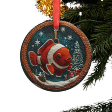Load image into Gallery viewer, Clown Fish Acrylic Christmas Ornament: Knitted Design, Holiday Tree Decor