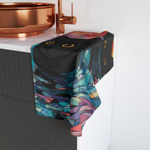 Load image into Gallery viewer, Black Cats Swirl Pattern Hand Towel | Colorful Mosaic Cat Design