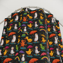 Load image into Gallery viewer, Penguins and Ducks Shower Curtain – Whimsical Kids Bathroom Decor