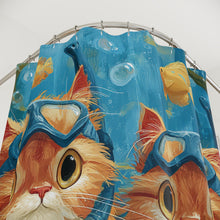 Load image into Gallery viewer, Underwater Kittens Shower Curtain | Cute Cats Diving Scene, Ocean Fish