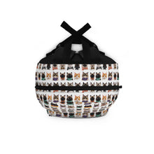 Load image into Gallery viewer, Cat Face Portrait White Backpack, Multi Breed Feline Grid Rucksack, Colorful Kitty Tile Daypack, Animal Lover Kids Birthday Gift