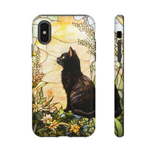 Load image into Gallery viewer, Black Cat Stained Glass Phone Case, Animal Lover Gift