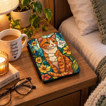 Load image into Gallery viewer, Personalized Ginger Cat Kindle Case, Stained Glass Cat eReader Cover, Book Lover Gift, Animal Kindle, For Cat Mom Or Dad