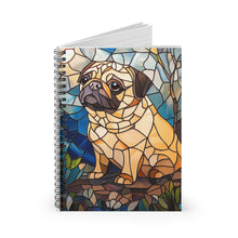 Load image into Gallery viewer, Pug Spiral Notebook – Stained Glass Dog Art, School Journal