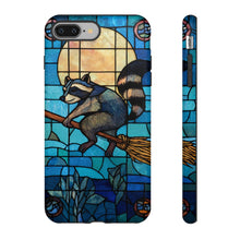 Load image into Gallery viewer, Raccoon Witch Phone Case: Stained Glass Art, Protective TPU Cover