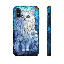 Load image into Gallery viewer, Stained Glass White Persian Cat Phone Case: Protective iPhone Cover