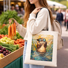 Load image into Gallery viewer, Stained Glass Style Watercolor Otter Sunglasses Tote Bag