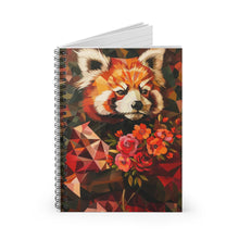 Load image into Gallery viewer, Red Panda Portrait Spiral Notebook , Floral Geometric Art Ruled Journal