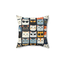 Load image into Gallery viewer, Cute Cats Square Pillow, Kids Room Decor, Spun Polyester Pillow