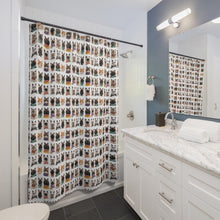 Load image into Gallery viewer, Funny Cat Faces Shower Curtain, Quirky Dressed Feline Portrait Bath Curtain, Whimsical Novelty Bathroom Decor, Kitty Lover Housewarming Gift