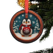 Load image into Gallery viewer, Penguin Christmas Ornament: Knitted Design Acrylic Holiday Decor