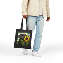 Load image into Gallery viewer, Black Pug Tote Bag, Stained Glass Sunflower Dog Bag, Gift for Pug Lover, Pug Mom Gift, Black Pug Gifts, Dog Lover Tote
