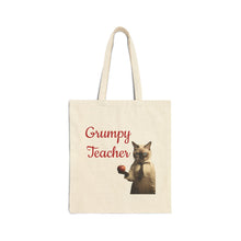 Load image into Gallery viewer, Grumpy Cat Teacher Tote Bag: 100% Cotton Canvas Shopper