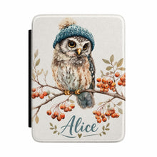 Load image into Gallery viewer, Personalized Winter Owl Kindle Case, Cozy Owl eReader Cover, Book Lover Gift, Animal Kindle