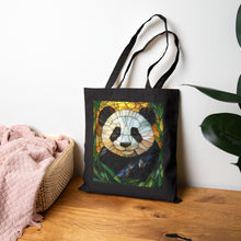 Load image into Gallery viewer, Stained Glass Panda Tote Bag | Colorful Panda Artwork, Canvas Shopper