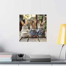 Load image into Gallery viewer, Cute Bunny Poster, Three Bunnies Wall Art, Easter Home Decor, Bunny Lover Gift, Kids Room Decor, Spring Wall Art, Easter Gift