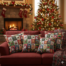 Load image into Gallery viewer, Christmas Patchwork Icons Snowman Gingerbread Reindeer Pillow