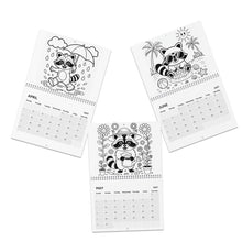 Load image into Gallery viewer, Raccoon Coloring Calendar 2027, Coloring Wall Calendar, Cute Raccoon Art, Creative Animal Gift