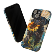 Load image into Gallery viewer, Black Pug Sunflower Tough Phone Case: Dog Lover Gift