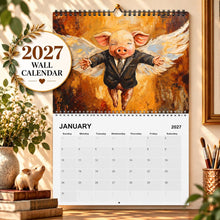 Load image into Gallery viewer, Pig Calendar 2027, Cute Pig Wall Calendar, Funny Pig Art, Pig Lover Gift, Farm Animal Calendar