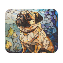 Load image into Gallery viewer, Pug Mouse Pad, Stained Glass Dog Office Decor, Gift for Pug Lover, Pug Mom Gift, Cute Desk Accessory, Dog Lover Office Gift