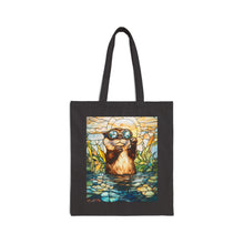Load image into Gallery viewer, Stained Glass Style Watercolor Otter Sunglasses Tote Bag
