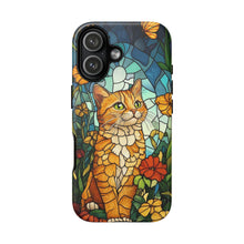 Load image into Gallery viewer, Ginger Cat Stained Glass Phone Case, Protective Art Design