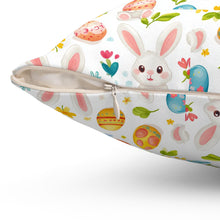 Load image into Gallery viewer, Easter Bunny Pillow, Square Pillow for Kids Room, Cute Easter Gift, Spun Polyester Pillow, Bunny Design, Easter Decor