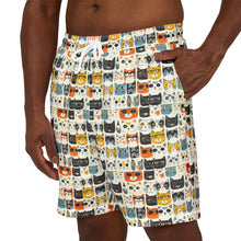 Load image into Gallery viewer, Cat Print Swim Shorts