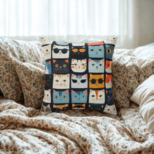 Load image into Gallery viewer, Cute Cats Square Pillow, Kids Room Decor, Spun Polyester Pillow