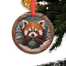 Load image into Gallery viewer, Red Panda Christmas Ornament, Knitted Digital Design, Holiday Decor