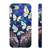 Load image into Gallery viewer, Butterfly Stained Glass Tough Cases, Protective Phone Cover, Digital Design, White Butterflies, Phone Accessories