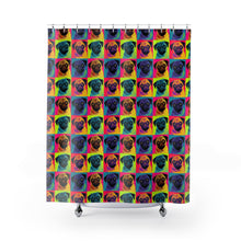 Load image into Gallery viewer, Vibrant Pug Shower Curtain, Colorful Pop Art Bathroom Decor, Pug Art