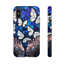 Load image into Gallery viewer, Butterfly Stained Glass Tough Cases, Protective Phone Cover, Digital Design, White Butterflies, Phone Accessories
