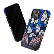 Load image into Gallery viewer, Butterfly Stained Glass Tough Cases, Protective Phone Cover, Digital Design, White Butterflies, Phone Accessories