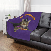 Load image into Gallery viewer, Halloween Cat Minky Blanket, Personalized Cozy Throw