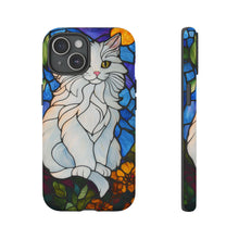 Load image into Gallery viewer, Stained Glass Style White Persian Cat Phone Case
