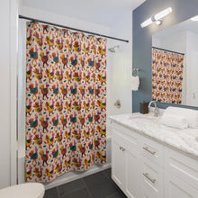 Load image into Gallery viewer, Colorful Rooster Pattern Shower Curtain | Farmhouse Folk Art