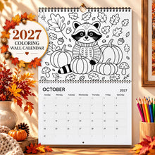 Load image into Gallery viewer, Raccoon Coloring Calendar 2027, Coloring Wall Calendar, Cute Raccoon Art, Creative Animal Gift