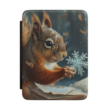 Load image into Gallery viewer, Squirrel Kindle Case ,Winter Snowflake Illustration, Christmas Gift For Book Lover, For Animal Lover, Animal Kindle